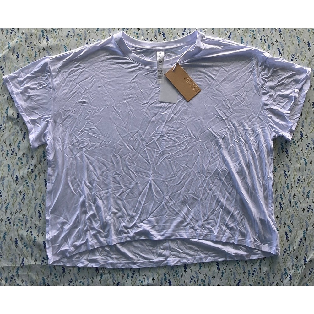 Popflex Active Women White Cropped Short Sleeve T-Shirt XL Extra Lovely NWT